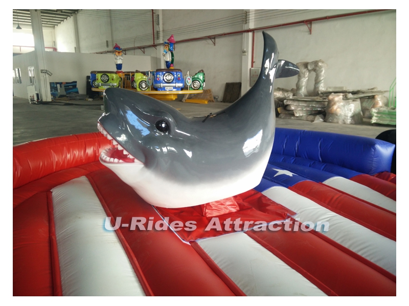 Bull Riding Shark Machine 2018 Newest Shark Mechanical Bull with inflatable mat for Party Events ...
